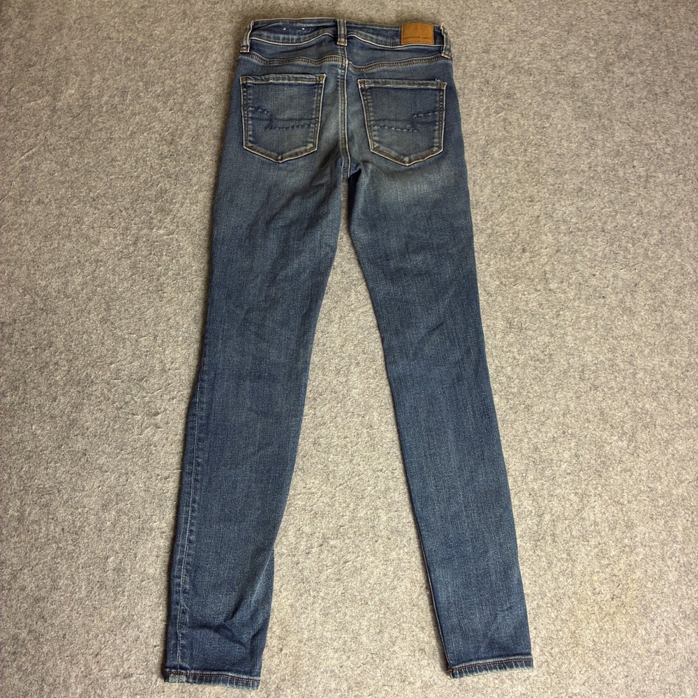 American Eagle Womens Sz 4 26x28 Next Level Stretch Distressed Skinny Jeans Blue - Picture 2 of 8